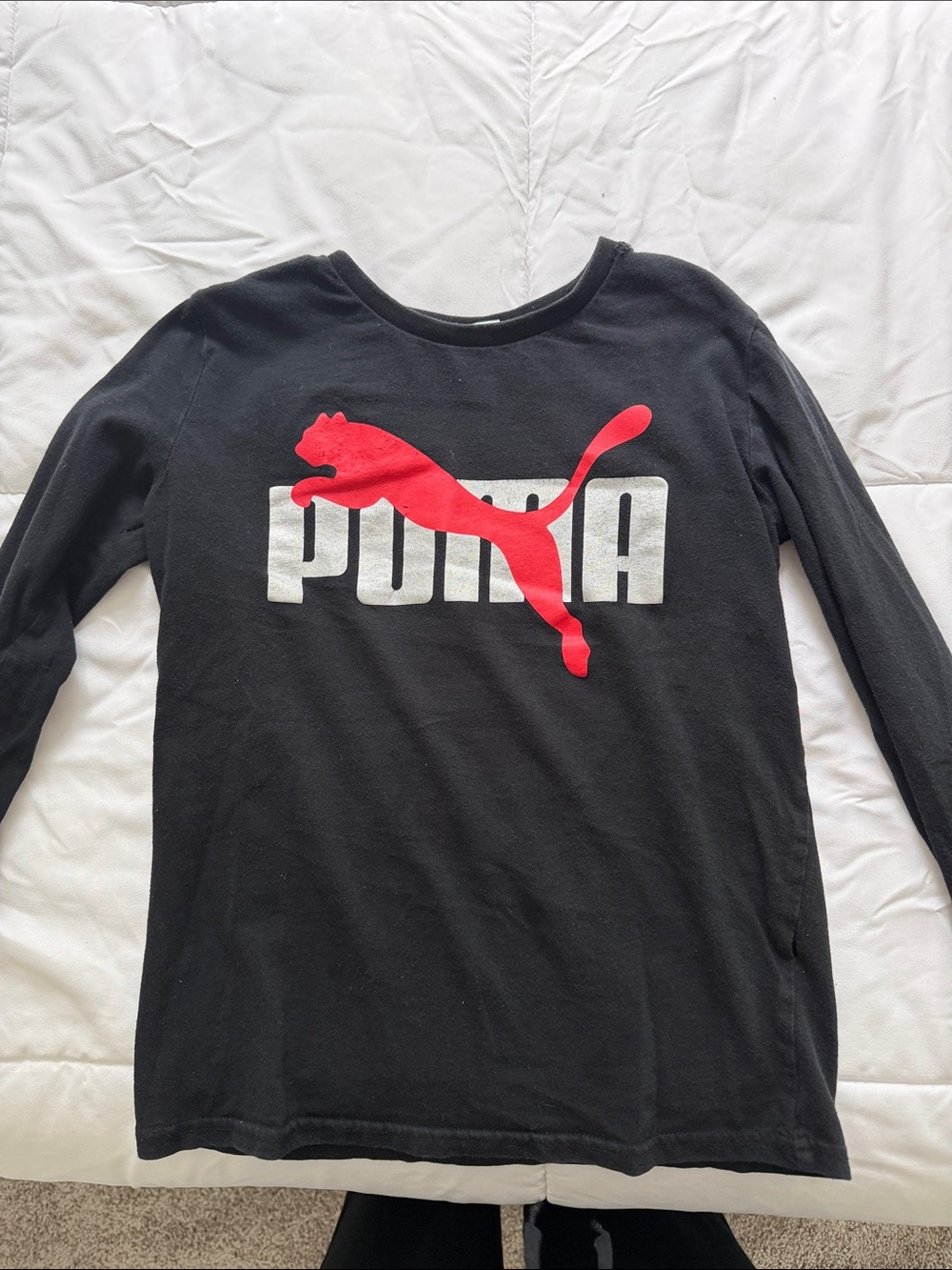 Puma Black Long-Sleeve Tee with Red Puma Logo